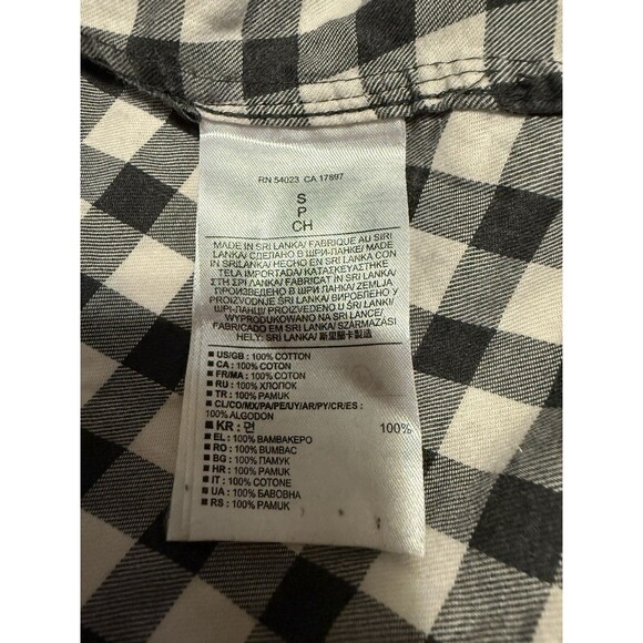 Banana Republic Gingham Check Button Front Shirt Size S Black White - Picture 4 of 4